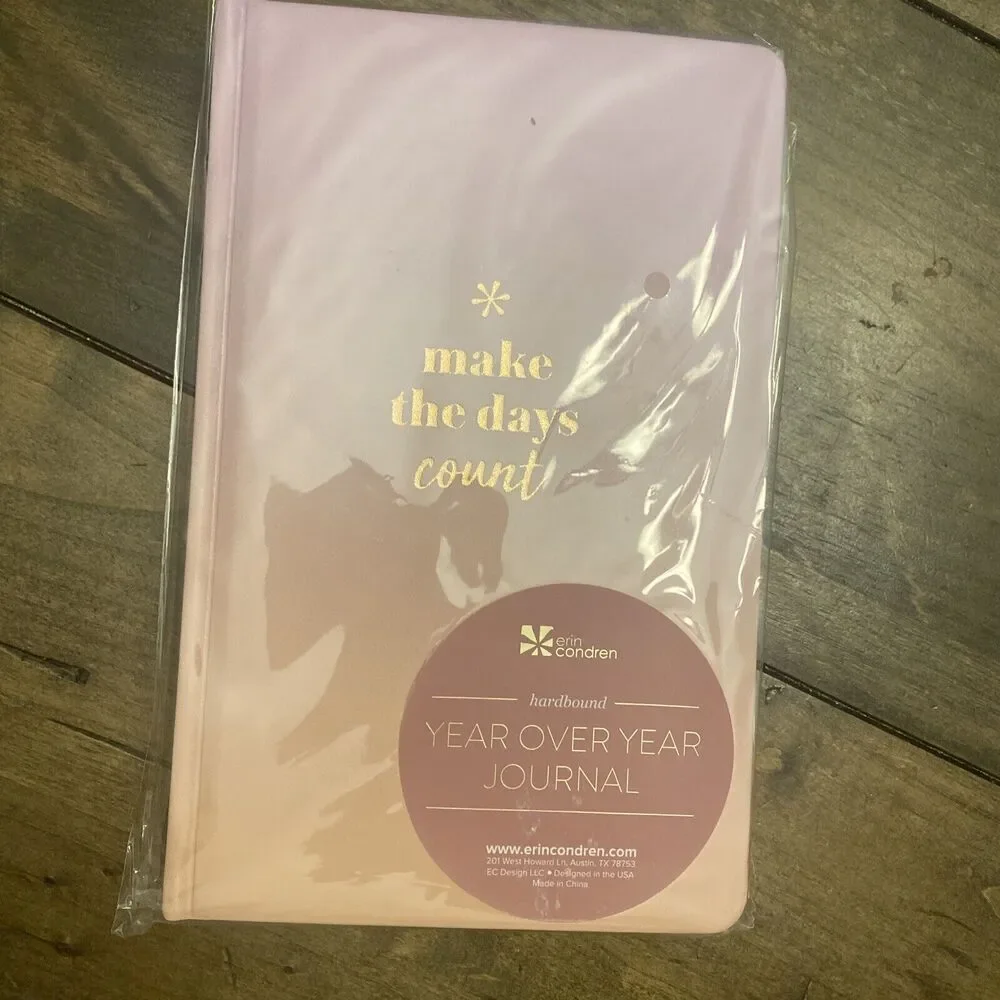 Erin Condren Hardbound Year Over Year Journal Pink Leather Journal New,‎ Sealed